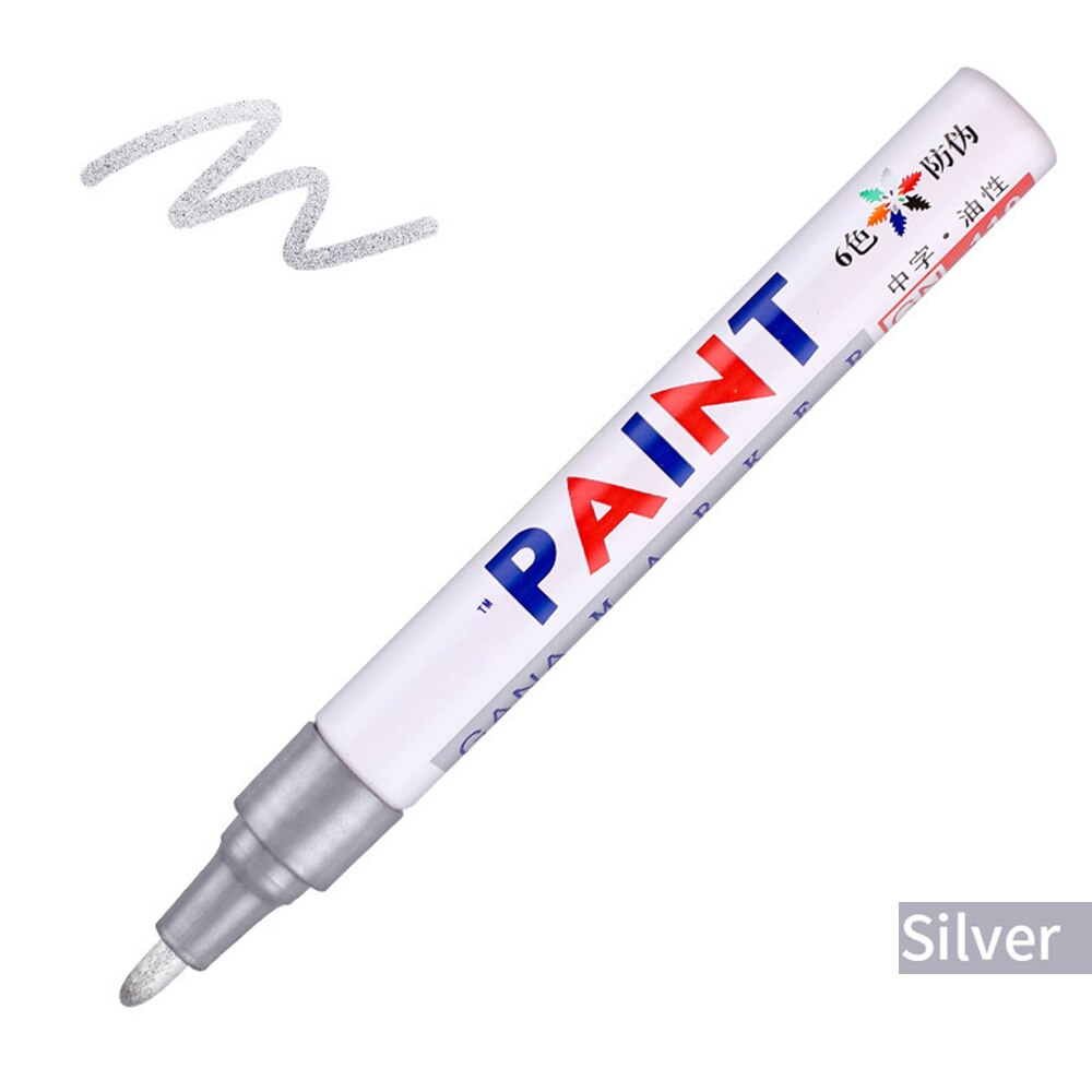Marqueur réparation mur pinceau inodore Non toxique marqueur Permanent stylo pour carrelage sol et pneu approprié voiture peinture stylo: Argent