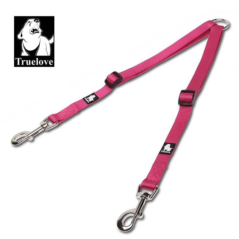 Truelove Hondenriem Dubbele Riemen Running Walking Pet Nylon Verstelbare Leashs Trainer Honden Voor Twee Hond Medium Kleine Grote Honden: pink / L 45-68cm Length