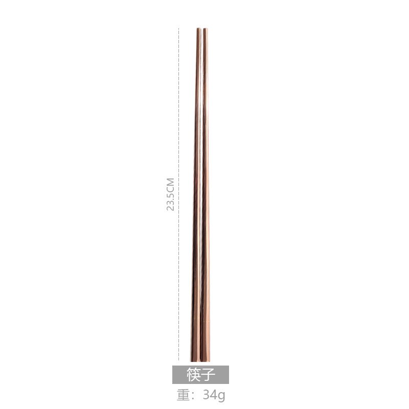 Acier inoxydable Western couverts Portugal 304 couteau à Steak et fourchette cuillère baguettes Dessert cuillère cuillère fruits fourchette Rose miroir Li: Rose Gold Light Chopsticks