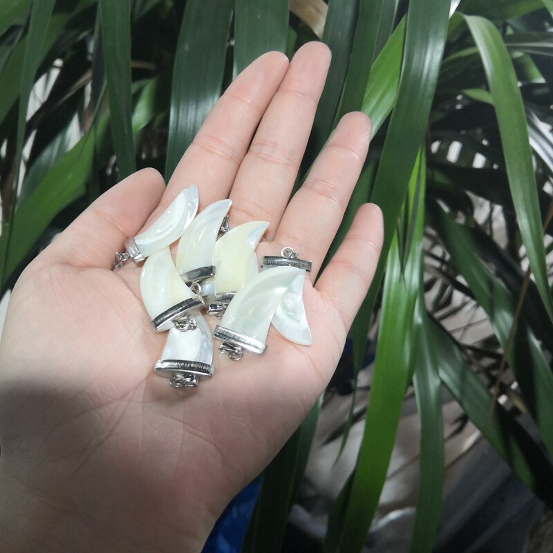Natuurlijke witte hoorns tandvorm schelp hangers charme voor ketting accessoires sieraden maken diy ketting mooi accessoire