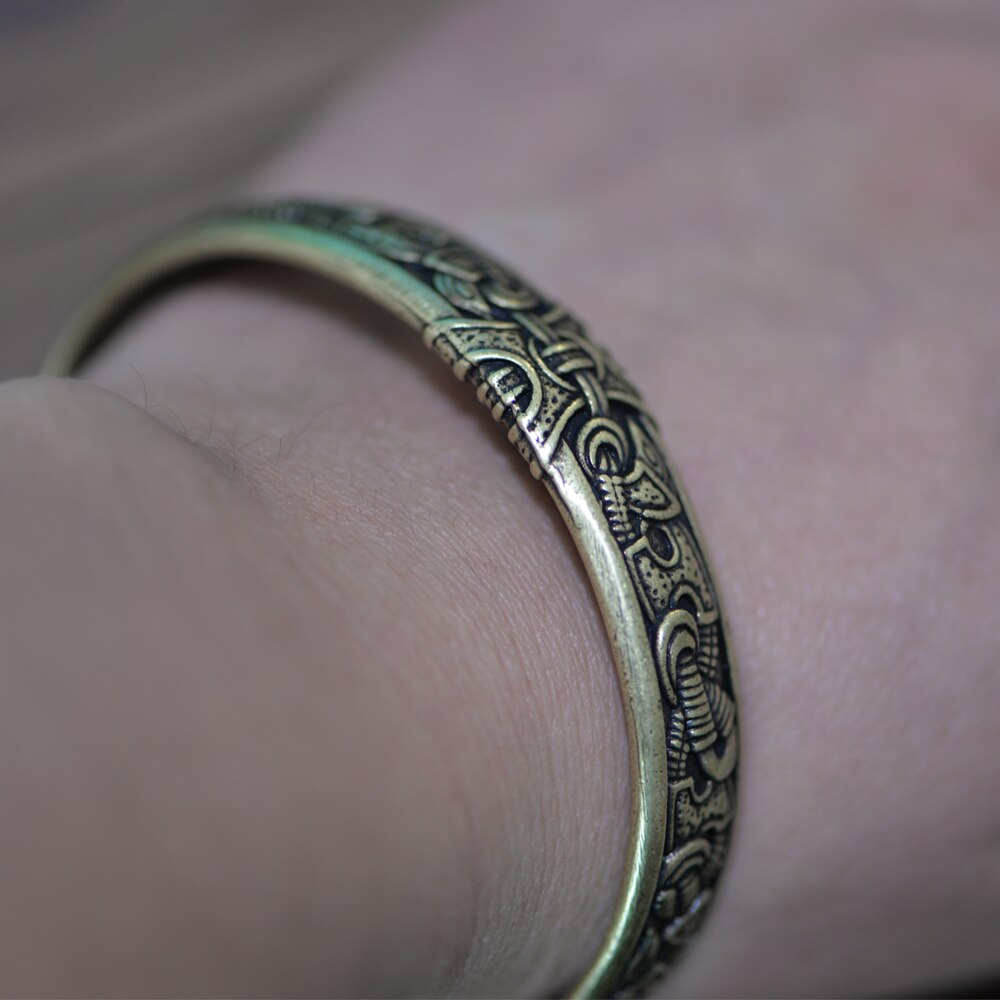 Langhong 1 st vikingarmband och armband med drakar för män och kvinnor talisman smycken: Antik brons