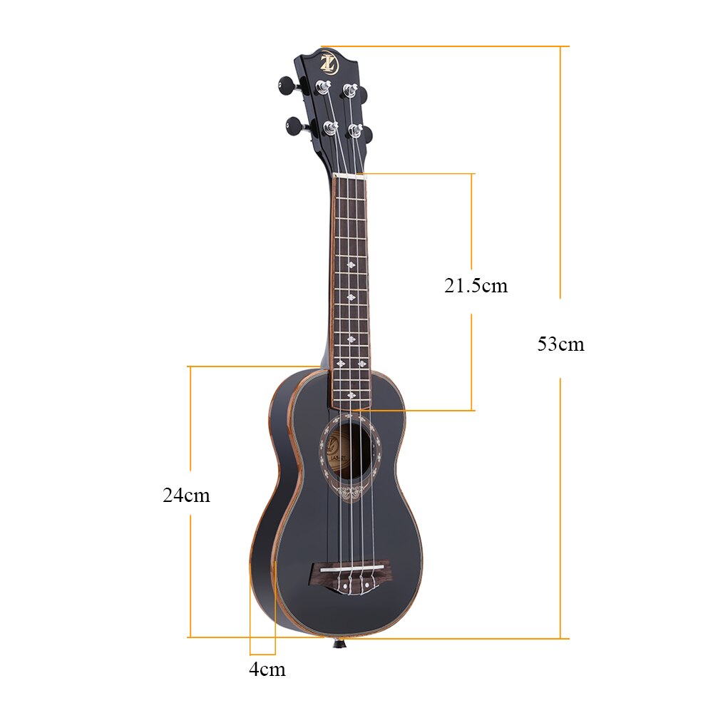 21" Soprano Ukulele 4 Strings Spruce Ukulele Ultrathin Special Black Color