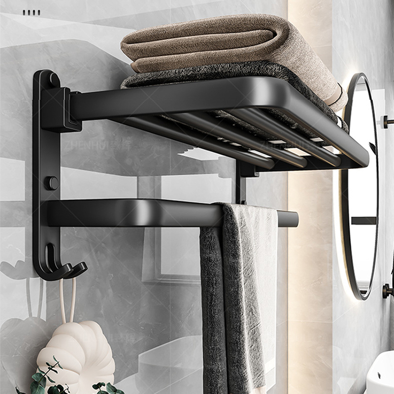HONPHIER Verstelbaar handdoekenrek 43-72 cm wandgemonteerde handdoekhouder SUS304 roostevast handdoekstangen voor keuken, badkamer, toilet, hotel, kantoor, chroom