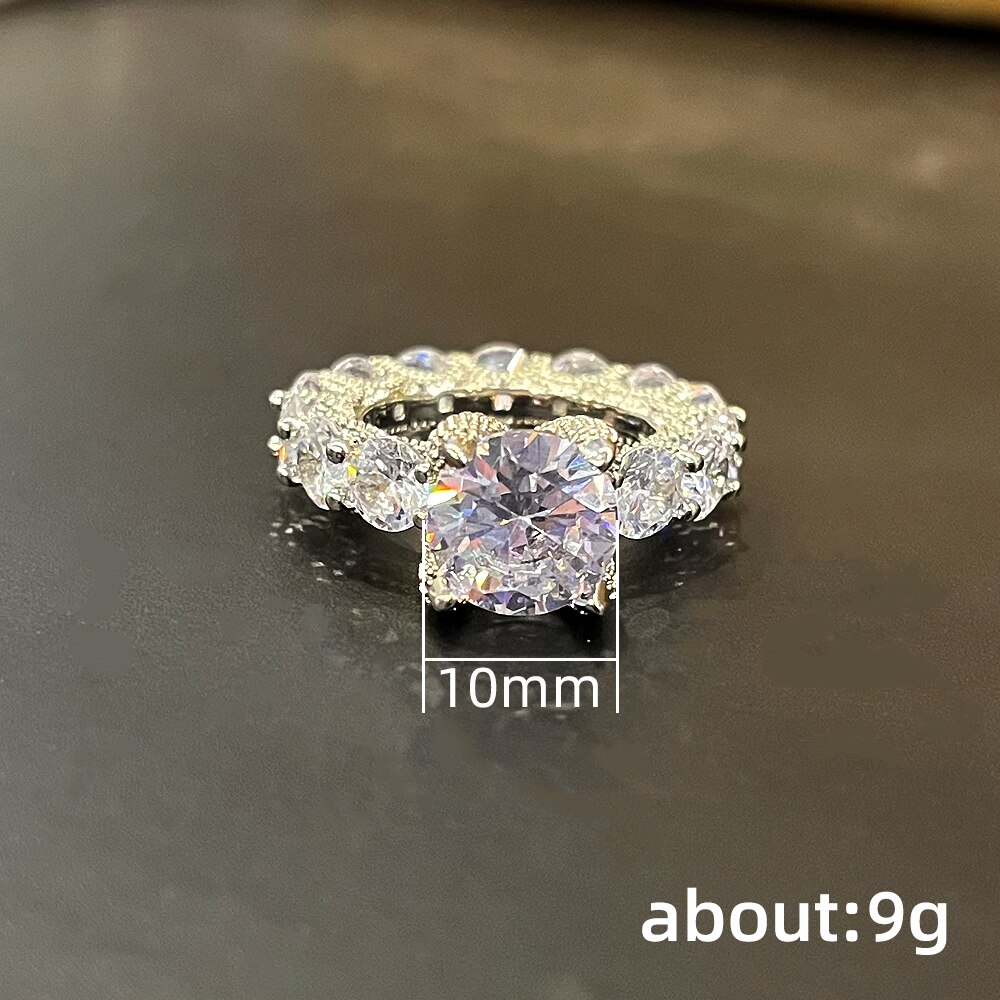 Huitan Prachtige Vrouwen Ringen Met Aaa Ronde Cz Crystal Ringen Voor Wedding Engagement Party Zilver Kleur sieraden