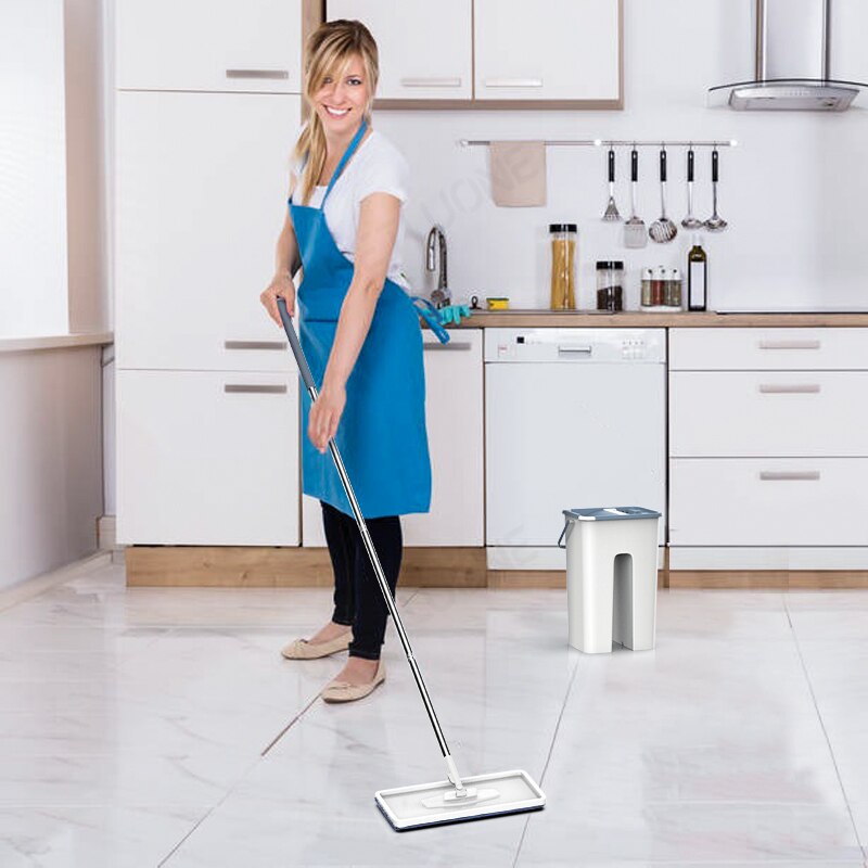 Magic Cleaning Mops,Flat Squeeze Mop Free Hand Spin Cleaning Microfiber cloth With Bucket,Home Kitchen Floor Clean Tool