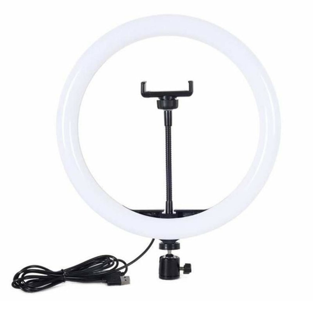 Light Rack Three Seats Adjustable Mobile Phone Holder Annular Add Light Self Photography 12 Inch Beauty Lamp