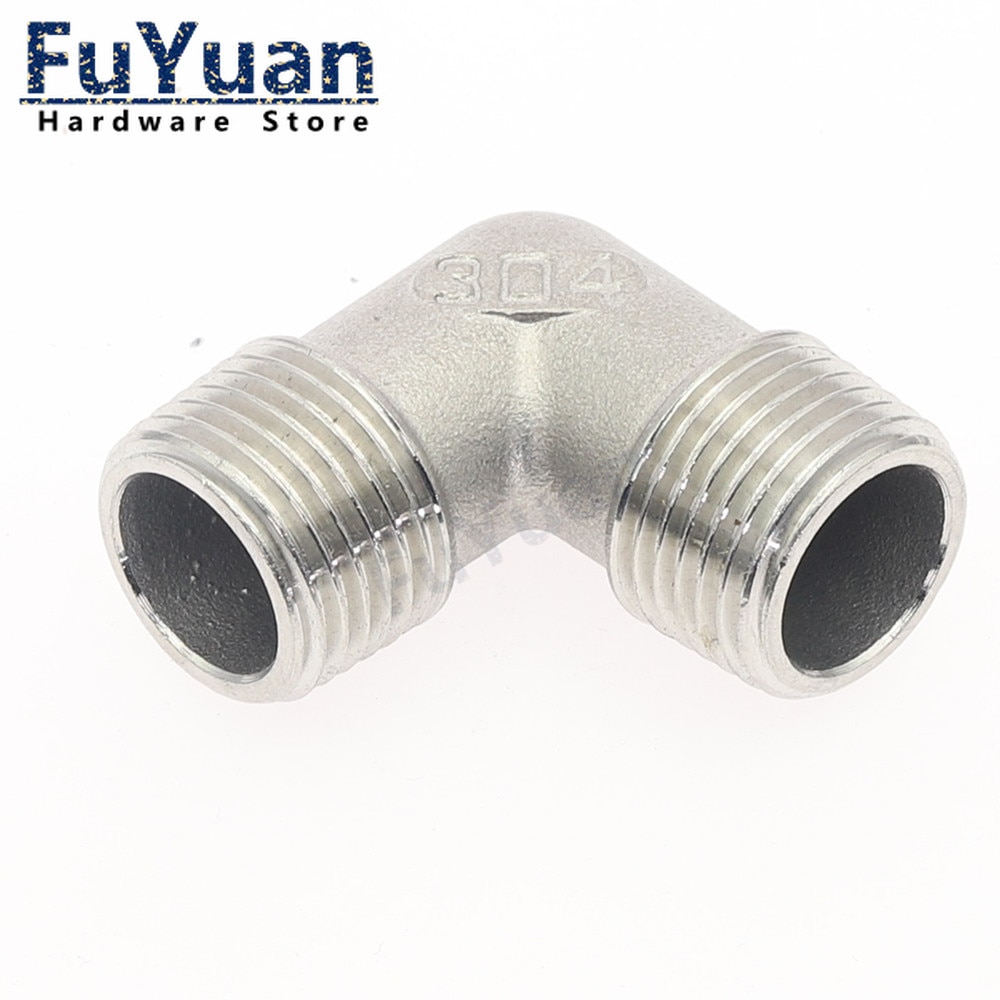 Accesorios de fontanería de acero inoxidable SS 304, 1/4, 3/8, 1/2, 3/4 y 1 pulgada, codo BSP ROSCADO MACHO, Conector de tubería en ángulo de 90 grados, 1 ud.