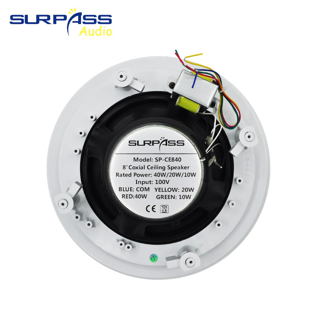 8" Passive Coxial Ceiling Speaker 40W Indoor Passive Public Address Broadcast Background Music System for Home Theater Audio