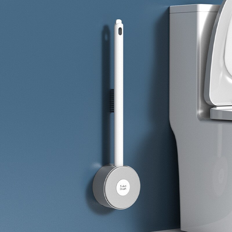 Silikon Wc Pinsel Startseite Wc Sauberen Pinsel Zauberstab Montiert Wc Reinigung Werkzeuge Mit 2 Bürsten WC Schlecht Zubehör: Weiß