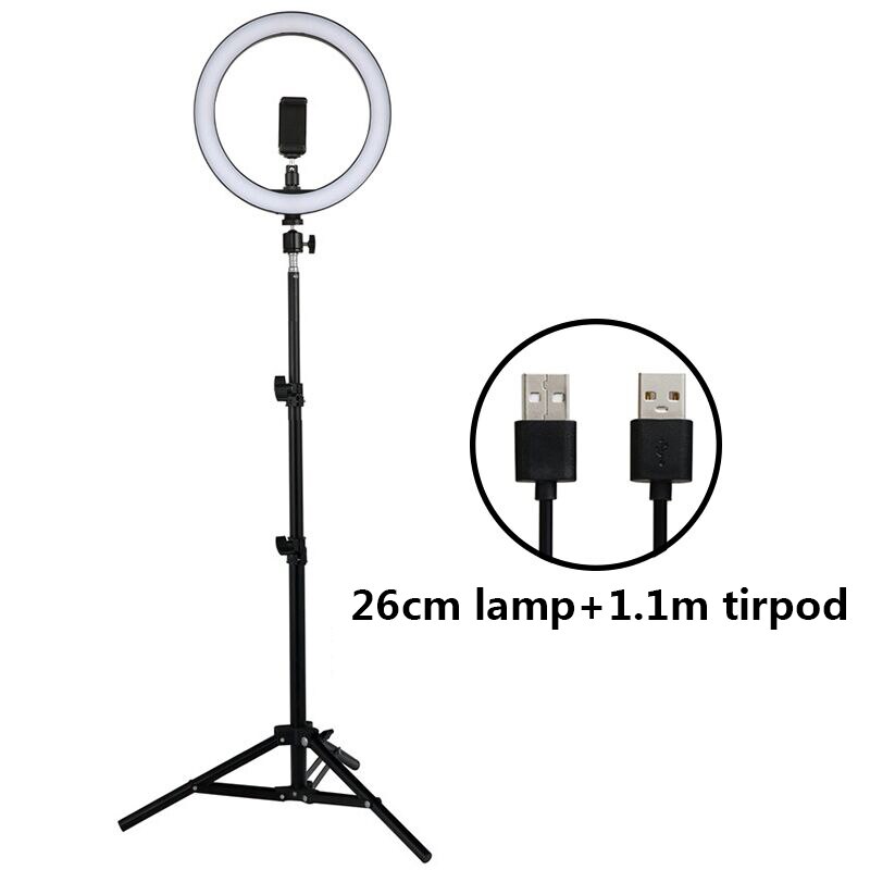 LED Selfie Ring Light 12W 5500K Photo Studio Photography Photo Fill Ring Lamp with Tripod for iphone Yutube Live Video Makeup: 110cm Tripod