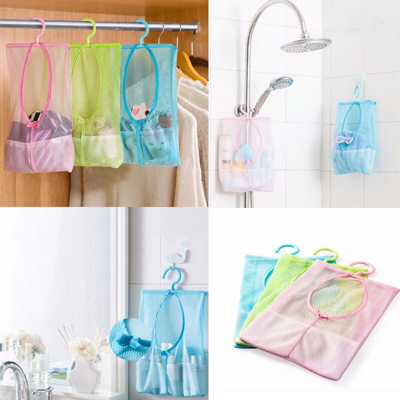 Cuarto de baño almacenamiento ropa de malla ganchos para bolsas bolsa organizadora para colgar ducha baño nueva ropa cosméticos champú ducha