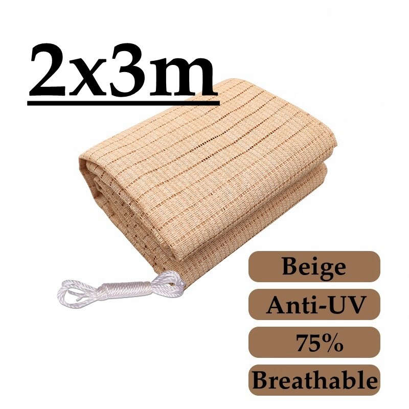 4 Pin Beige Sunshade Net Breathable Anti-UV 75% Garden Plants Shading Outdoor Succulent Cover Pergola Net Balcony Cooling Net: 2x3m
