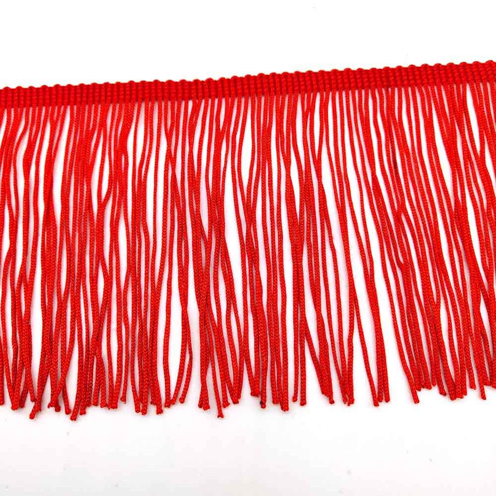 1 Yards van Pack 4 "Breedte Franjes Kant Polyerter Fibre Kwastje Kleding Accessoires Latin Trouwjurk Kwastje Lint diy: Red
