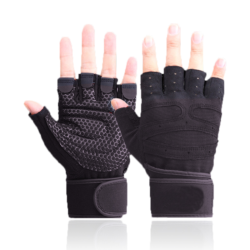 Gewichtheffen Fitness Handschoenen Voor Mannen En Vrouwen Gym Fietsen Yoga Bodybuilding Training Ademende Anti-Slip Half Vinger Handschoenen: Black / S