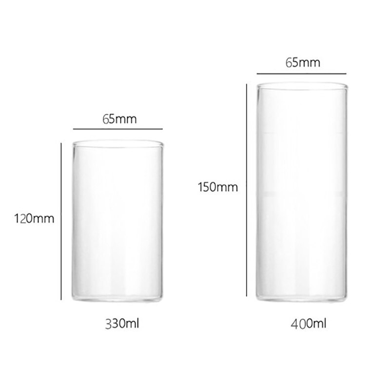 Heat-resistant Can Shape Glass Water Milk Juice Cup Beer Glass 330/400ml and Straw Dessert Juice Tea Cup Shake Glass