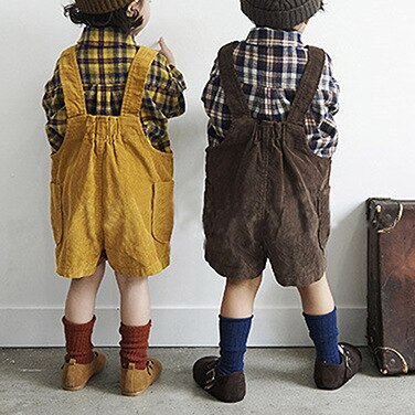 Herfst En Winter Koreaanse Versie Van Mannen, vrouwen En Kinderen Casual Alle-Match Kleine Brede-Been Corduroy Overalls