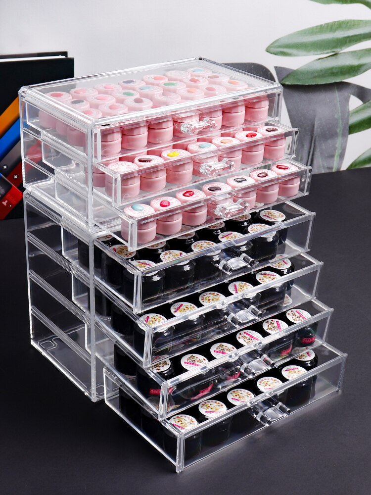 Akryl nail art tilbehør perler opbevaring kuffert skuffe æske krystal negle kunst dekoration arrangør holder smykke beholder