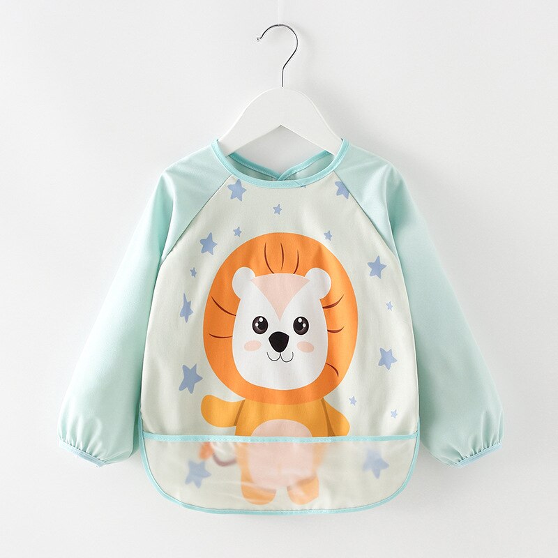Bavoirs imperméables pour bébés, Bandana coloré de dessin animé pour enfants, bavettes d'alimentation, tablier de dessin à manches longues, accessoires pour bébés: Lion
