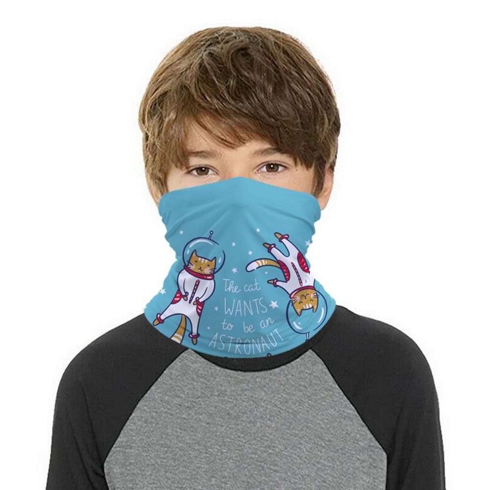 Cartoon Cat Space Kids Head/Face/Mask Neck Bandana Scarf Dual-use Magic Tube HeadScarf Cycling Sport Headwear Turban Balaclava: A