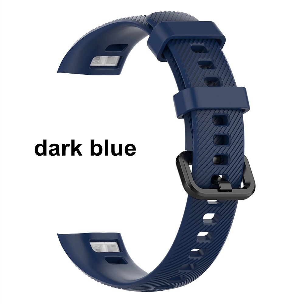 Miiqnus pulseira de silicone para honor band 4/5, pulseira de substituição inteligente de silicone clássica para relógio esportivo: dark blue