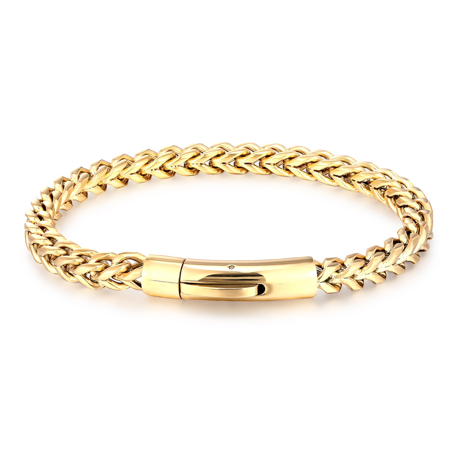 Vintage Style 316 Stainless Steel Bicycle Link Chain Bracelets Men's Hip Hop Biker Hand Bracelet Jewelry: Gold / 19cm
