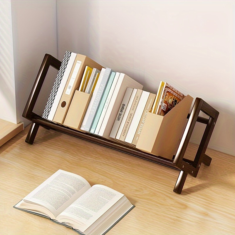 Bibliothèque de bureau maison salon petite décoration bambou étagère décorative bureau multi-étagère bibliothèque étagère de rangement: Black
