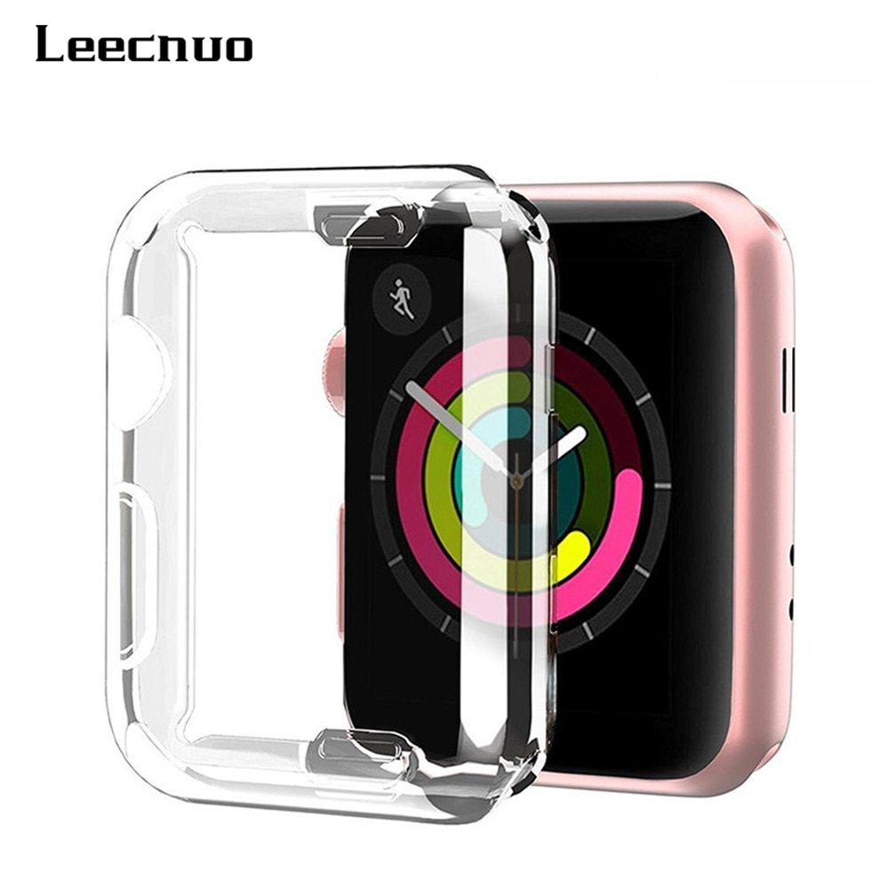 Leecnuo Volledige Beschermhoes Voor Apple Horloge 4 40mm 44mm Clear TPU Screen Protector Cover Volledige Case Voor iWatch 1 2 3 38mm 42mm