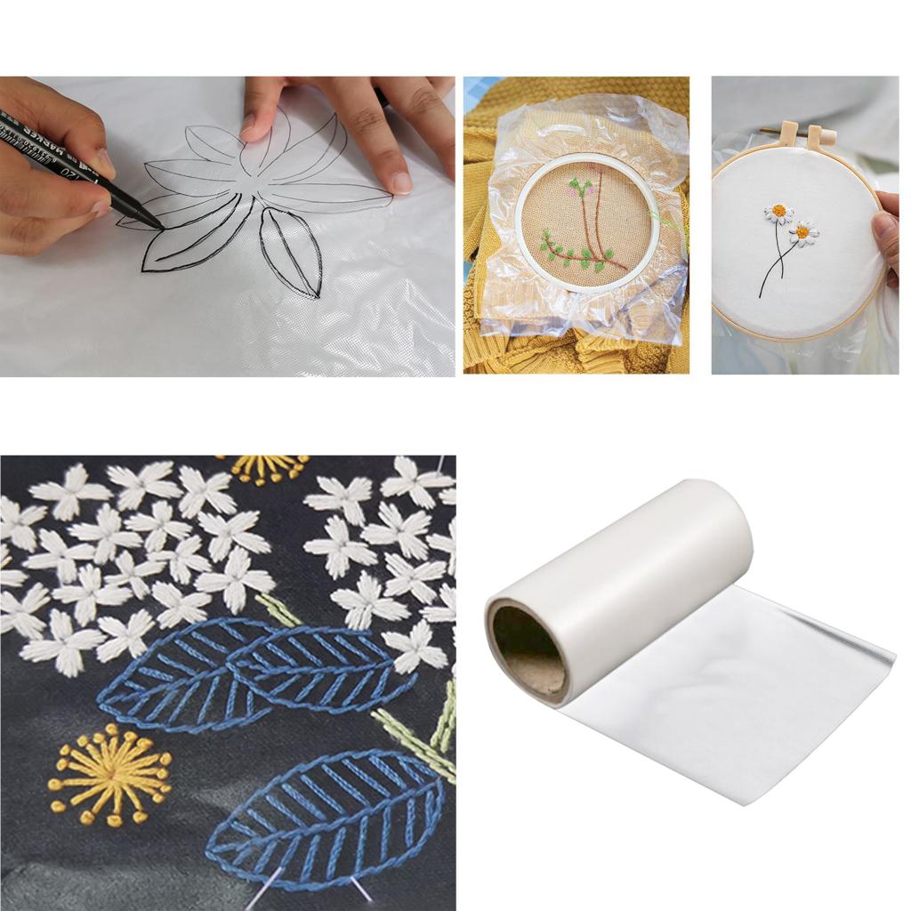 Papier à Broder Soluble YZROHYI - 2 Feuilles Avec Motifs Fleurs, Stabilisateur Hydrosoluble Pour Broderie à La Main