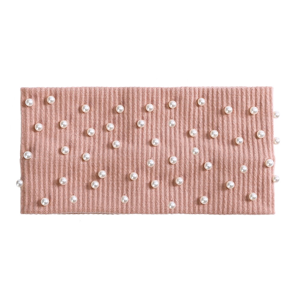 Molans Winter Effen Kleur Brede Tulband Gebreide Katoenen Haarband Parel Hoofdband Voor Vrouwen Meisjes Elastische Haarbanden Accessoires: D