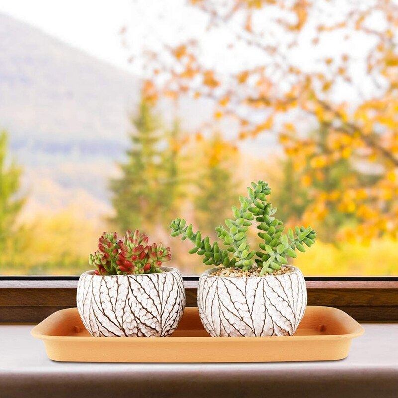 Plastic Plant Potten En Schoteltjes 16 Inch, Elke Set Van 4, bloempot Lade Resin Plant Lekbak Base Tray