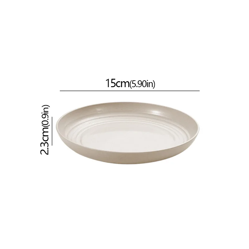 Wheat Straw Solid Color Round Plates Salad Dessert Dinner Reusable Microwave Safe Anti Fall And Shatter Plates Fruit Plate: WHITE