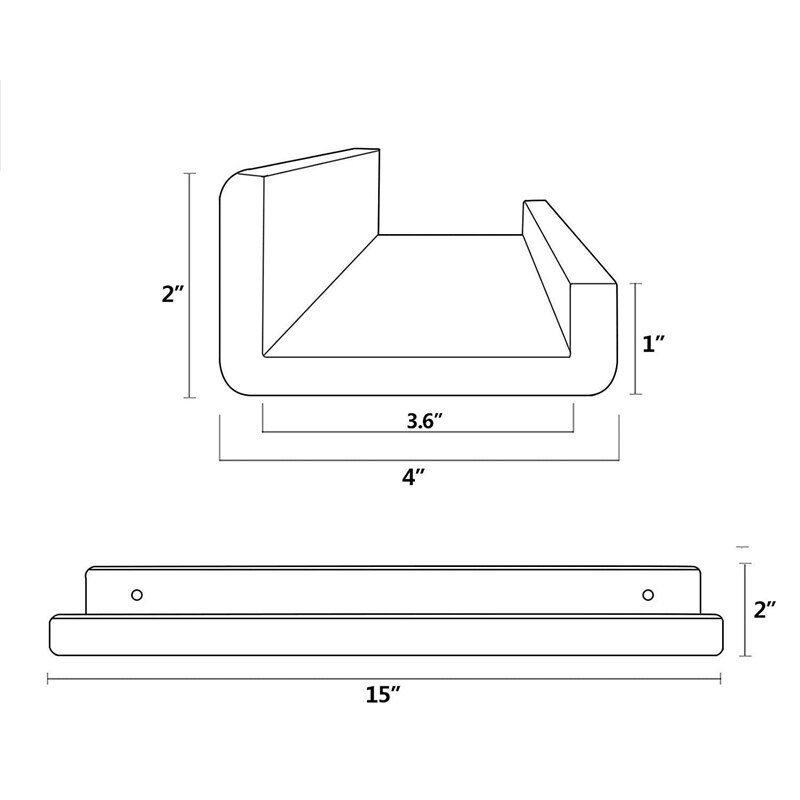 2 x 15 inch Clear Acrylic Floating Wall Ledge Shelf, Wall Mounted Nursery Kids Bookshelf, Thick Bathroom Storage Shelves