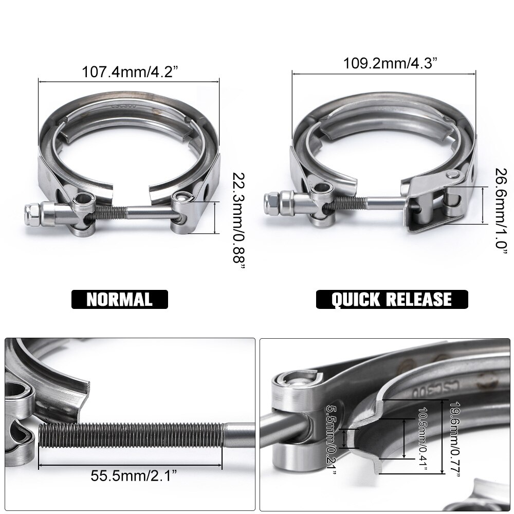 3 &quot;Sus 304 Staal Roestvrij Uitlaat V Band Klem Flens Kit Quick Release Clamp Mannelijke Vrouwelijke Flens Platte Flens auto Accessoires