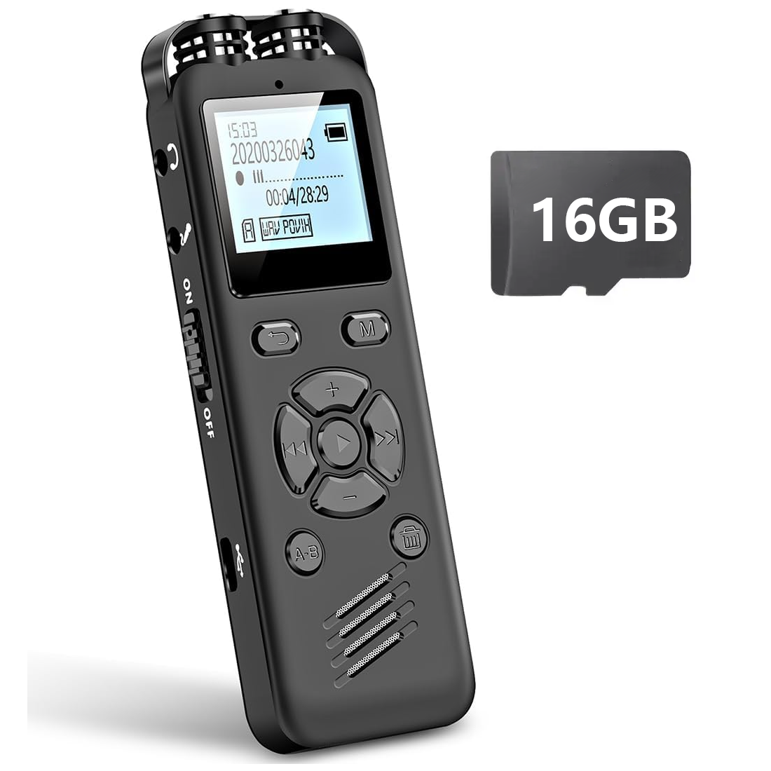 Digitaler Diktiergerät, 64 GB, Diktiergerät mit Wiedergabe und sprachaktivierten Rekordern, Diktiergerät, Audio-: blau