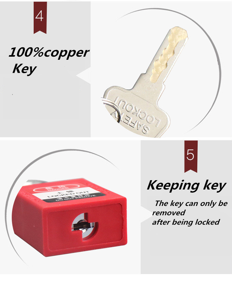 Engineering plastic insulation padlock 38mm beam safety lockout tag lock loto energy isolation lock with 2 unique key