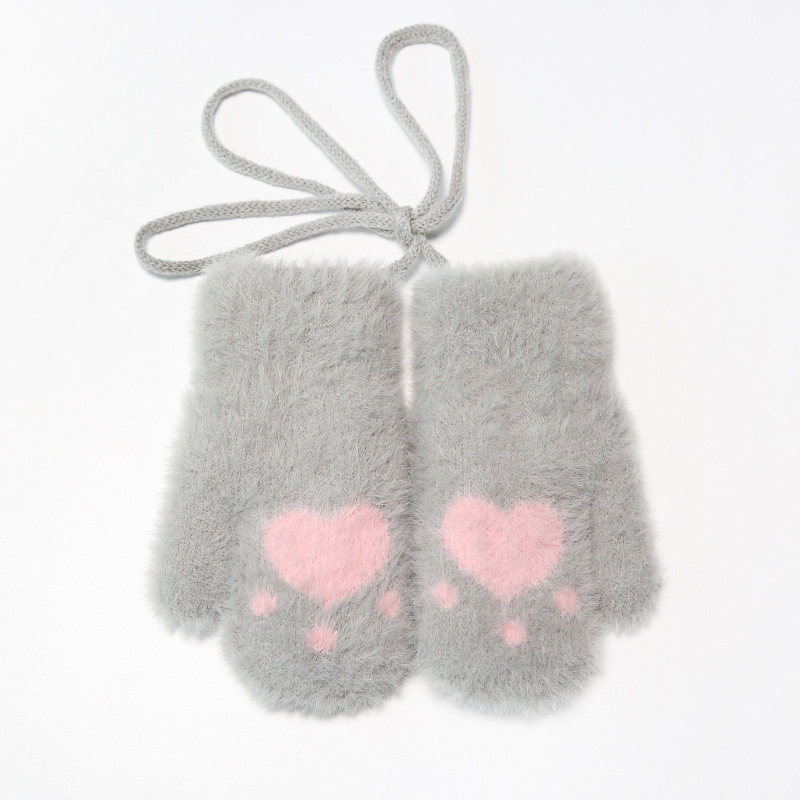 Warmom Karikatur Nette Hand-gedruckt Gestrickte Warme Handschuhe für Jungen Mädchen Gestrickte Wolle Neckholder Handschuhe freundlicher Handschuhe Winter warm