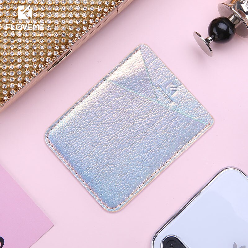 FLOVEME Klebstoff Aufkleber Karte Halter Abdeckung Für iPhone 11 Pro Max X 7 Fall Universal Kredit ID Karte Brieftasche Für galaxy S9 S8 Plus: Radium color