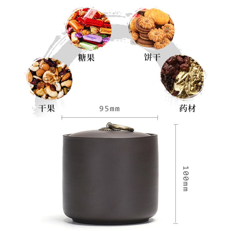 Caja de almacenamiento de té verde Puer de arcilla púrpura, lata de galletas, tarro de caramelo, frutos secos, caja de sellado, tanques de viaje, caja de hojas de té