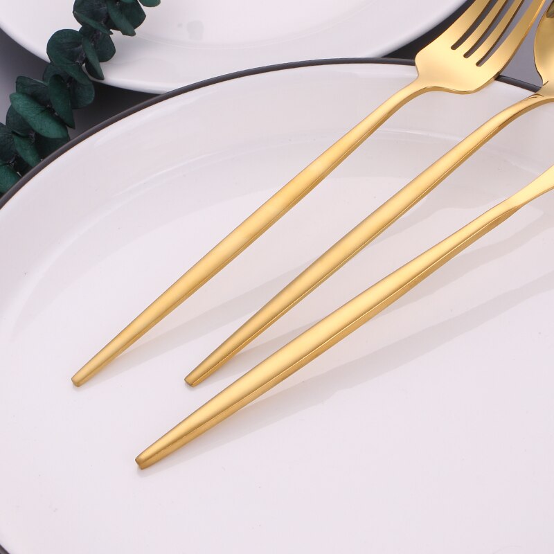 Gold Cutlery Tableware 24 Piece Knife Fork Spoon Set Polishing Flatware Forks Spoon Set Stainless Steel Cutlery Dinnerware Sets