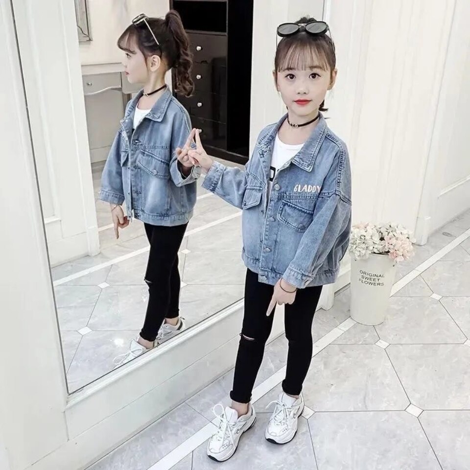 Lente Herfst Meisje Jassen Jassen Casual Sport Kid Denim Jean Jas Voor 3 4 5 6 7 8 9 10 11 12 Jaar