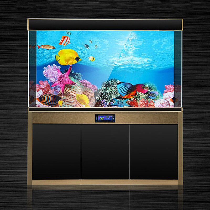 Fish Tank Background HD 3D Drawing Aquarium Glass Wall Background Drawing Double Sides Decorative Sticker
