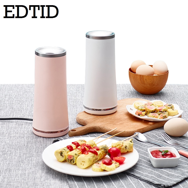 Edtid elektrisk mini enkel äggrulle maker kopp frukost dubbel omelett master stekt ägg korv rull ägg panna maskin 220v