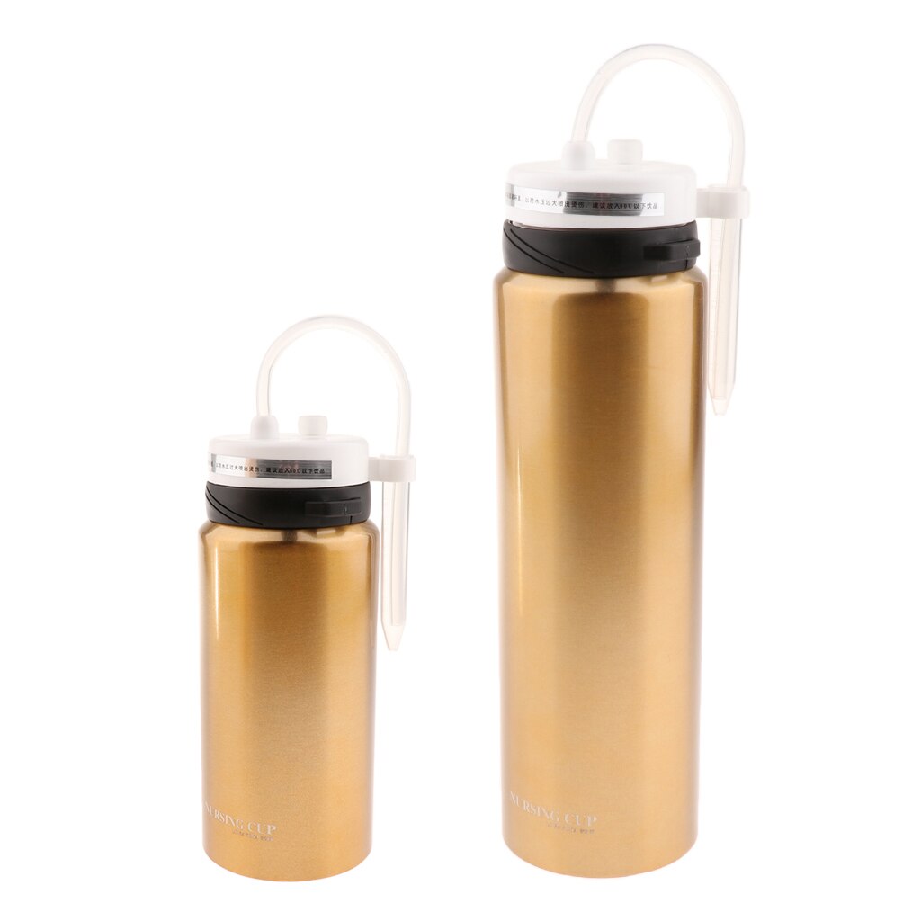 2 Set Adult Sippy Cup w/straw Disabled Patients Care Spill Proof Thermal Bottles