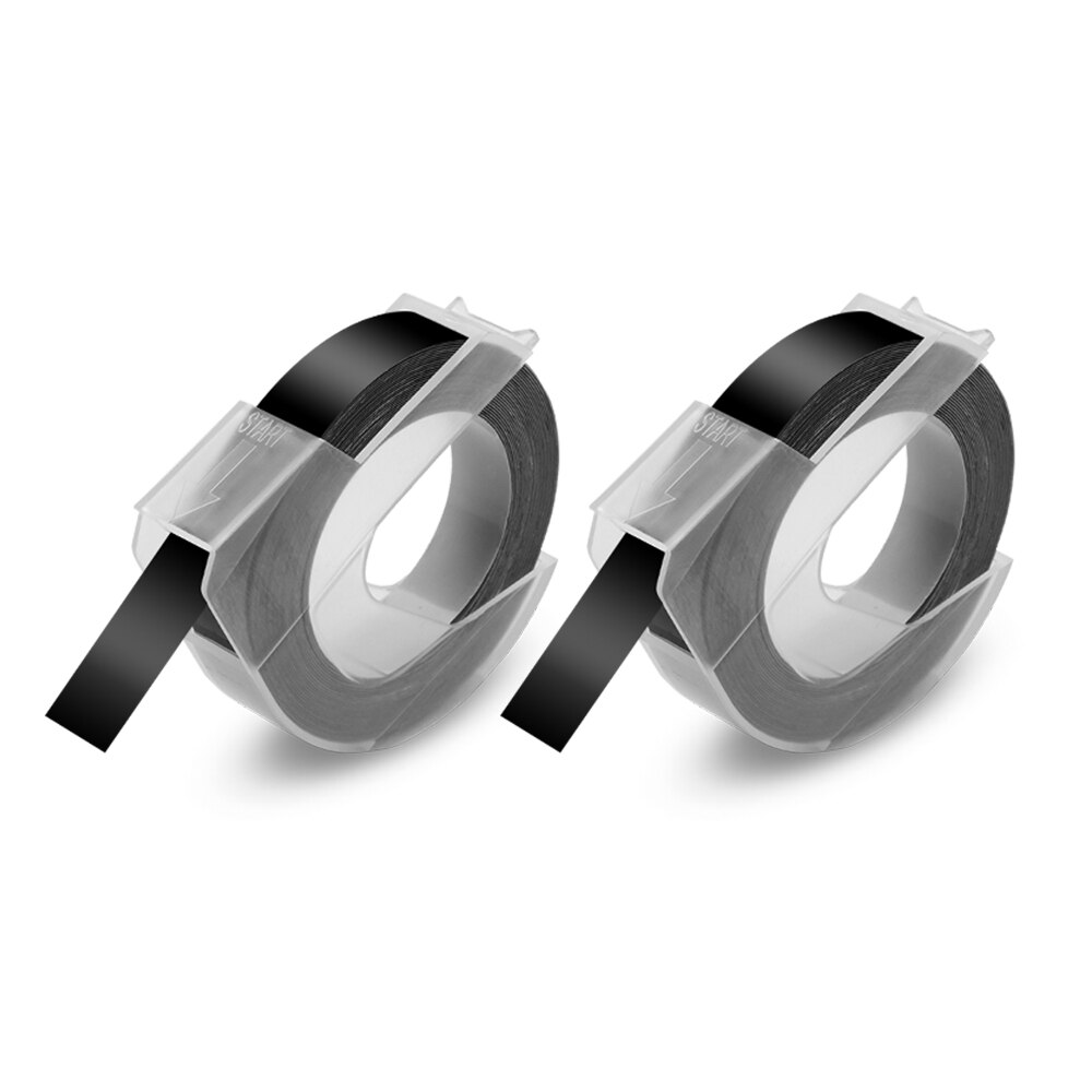 Uniplus 3D Embossing Black Label Tapes 9Mm Compatibel Dymo Label Maker Dymo 3D Tape Lint Voor Dymo Label Printer 1880 1610 E101: 2PK
