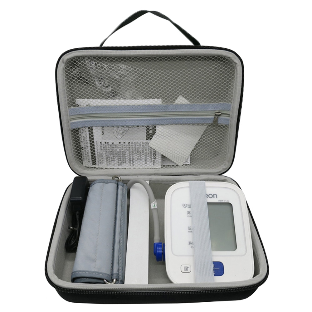 Nyeste eva nylon hårdt omslagskasse til omron 7124 71- serie trådløs overarms blodtryksmåler rejseopbevaringstaske