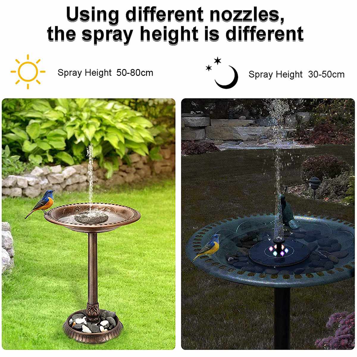 6 LED Solar Fountain Pump 7V/3W Portable Floating Solar Powered Water Fountain Pump for Birdbath Backyard Pond Pool Garden Decor