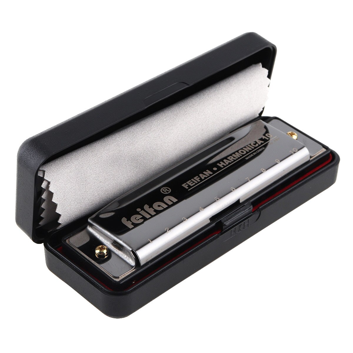 Harmonica 10 Holes 20 ToneC Matte Black Harmonica Blues Harp Mouth Organ Stainless Steel Musical Instrument for Beginner