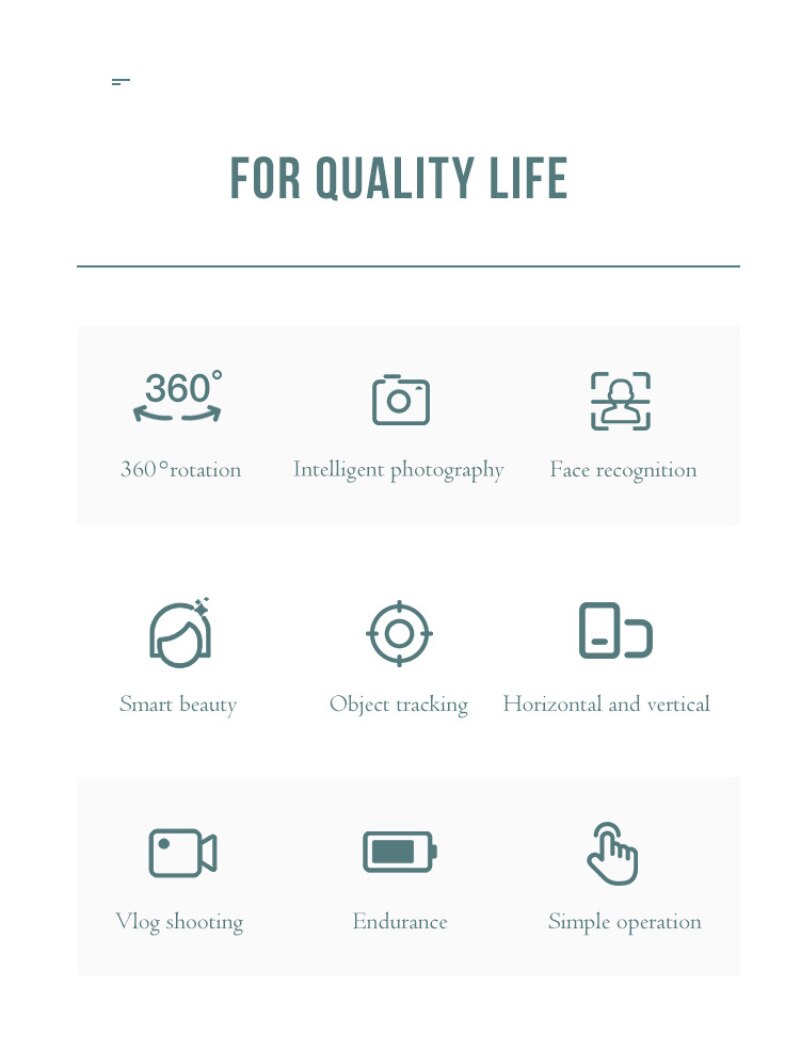 360° Rotation Auto Smart Shooting Selfie Stick Intelligent Follow Gimbal AI-composition Object Tracking Face Tracking Stand