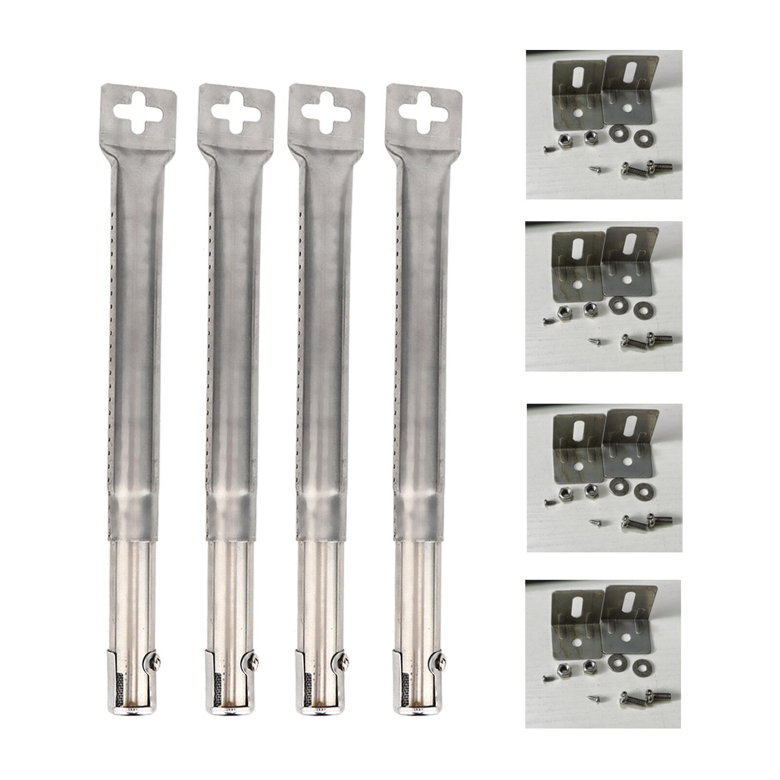 4PCS BBQ Stainless Steel Burners Grill Replacement Kit For Master Grill Accessories Replace Parts Fits Universal Straight Pipe: Silver 4pcs