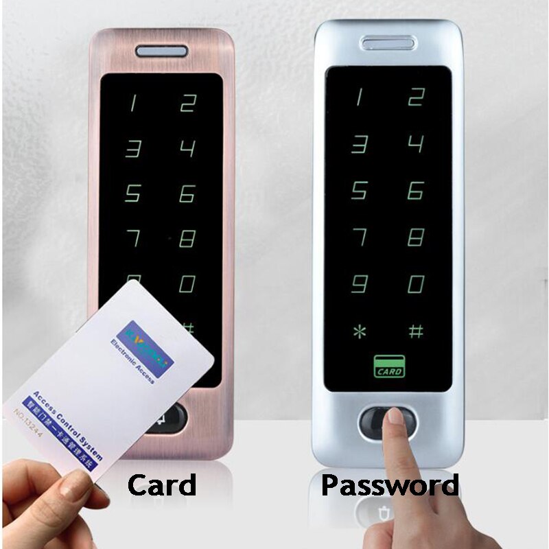 Metall rfid dörrlås läsare touch tangentbord 125 khz 13.56 mhz utomhus passerkontroll lås wiegand 26/34 hem elektriskt digitalt lås